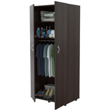 Load image into Gallery viewer, Espresso Finish Wood Wardrobe with Two Doors