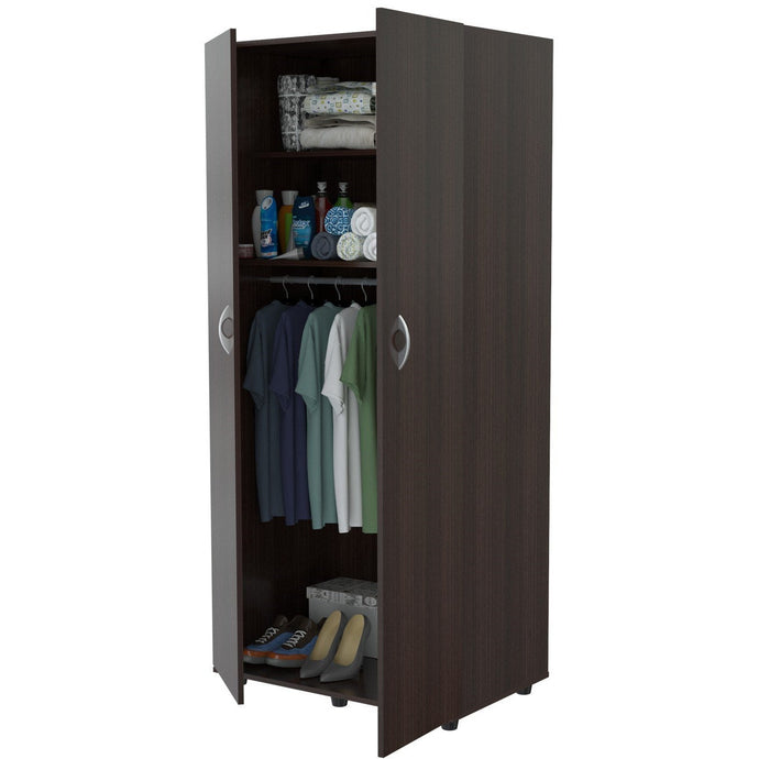 Espresso Finish Wood Wardrobe with Two Doors
