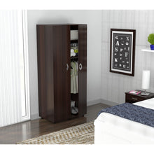 Load image into Gallery viewer, Espresso Finish Wood Wardrobe with Two Doors
