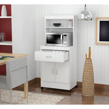 Load image into Gallery viewer, White Finish Wood Microwave Cabinet with Two Doors and Drawer