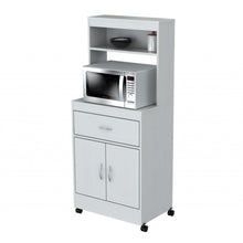 Load image into Gallery viewer, White Finish Wood Microwave Cabinet with Two Doors and Drawer