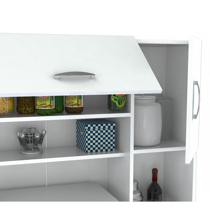 White Finish Wood Kitchen Storage Cabinet