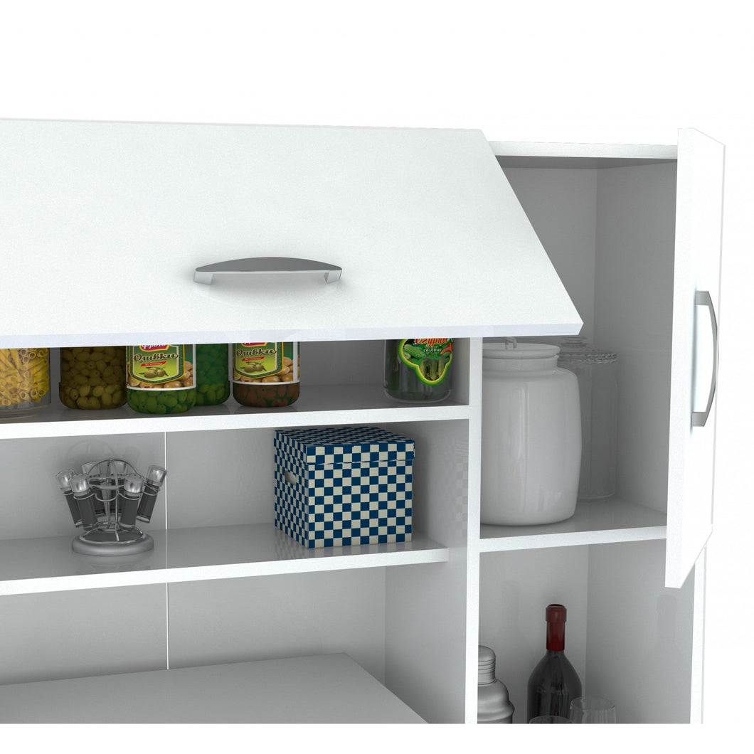 White Finish Wood Kitchen Storage Cabinet