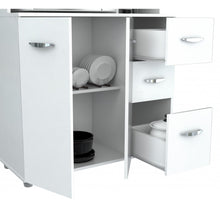 Load image into Gallery viewer, White Finish Wood Kitchen Storage Cabinet