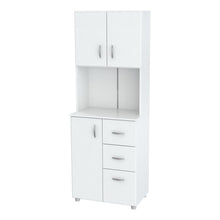 Load image into Gallery viewer, White Finish Wood High Low Full Size Microwave Cabinet