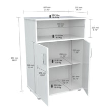 Load image into Gallery viewer, White Finish Wood Microwave Cart with Cabinet