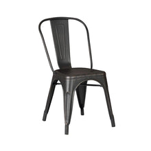 Load image into Gallery viewer, Set of 2 Black Distressed Metal Dining Chairs With Back