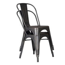 Load image into Gallery viewer, Set of 2 Black Distressed Metal Dining Chairs With Back