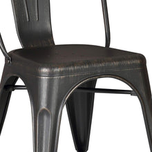 Load image into Gallery viewer, Set of 2 Black Distressed Metal Dining Chairs With Back