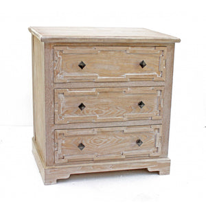 16 x 32 x 32 Natural 3 Drawer Rustic White-Washed Wood - Cabinet