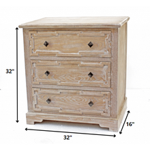 Load image into Gallery viewer, 16 x 32 x 32 Natural 3 Drawer Rustic White-Washed Wood - Cabinet