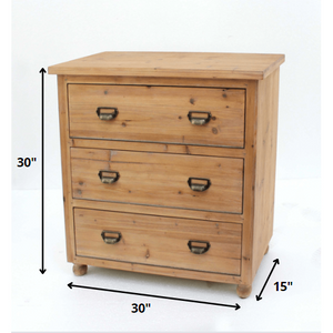 15 x 30 x 30 Natural 3 Drawer Minimalist Loft Wood - Filing Cabinet