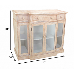 14 x 42 x 34 Beige Vintage French Style Distressed - Hallway Cabinet