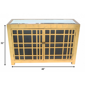 16 x 48 x 32 Gold Rustic Lattice Wood - Cabinet