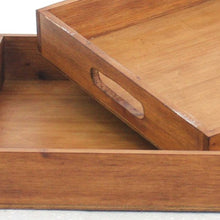 Load image into Gallery viewer, 14.5 x 22.5 x 2.5 Brown Country Cottage Wooden Serving Tray 2pc