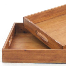 Load image into Gallery viewer, 14.5 x 22.5 x 2.5 Brown Country Cottage Wooden Serving Tray 2pc