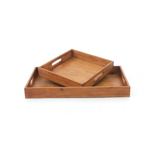 14.5 x 22.5 x 2.5 Brown Country Cottage Wooden Serving Tray 2pc