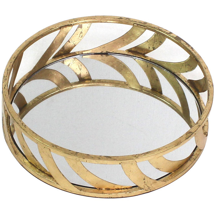 14 x 14 x 4 Gold Streamline Mirror Tray