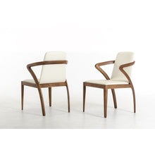 Load image into Gallery viewer, Mod Walnut Wood and Cream Faux Dining Chair