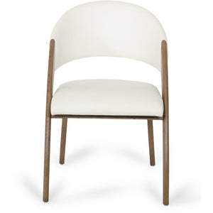 31" Walnut Wood and Cream Leatherette Dining Chair