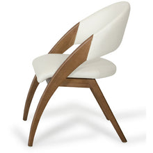 Load image into Gallery viewer, 31&quot; Walnut Wood and Cream Leatherette Dining Chair