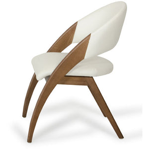 31" Walnut Wood and Cream Leatherette Dining Chair