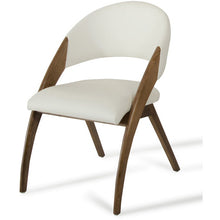 Load image into Gallery viewer, 31&quot; Walnut Wood and Cream Leatherette Dining Chair