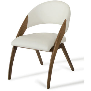 31" Walnut Wood and Cream Leatherette Dining Chair