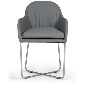 34" Grey Leatherette and Steel Dining Chair