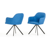 Load image into Gallery viewer, 31&quot; Blue Fabric and Metal Dining Arm Chair