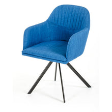 Load image into Gallery viewer, 31&quot; Blue Fabric and Metal Dining Arm Chair