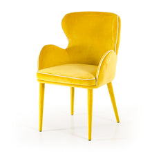 Load image into Gallery viewer, 33&quot; Yellow Fabric and Metal Dining Chair