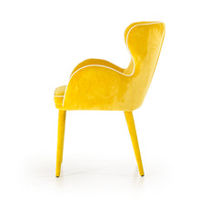 Load image into Gallery viewer, 33&quot; Yellow Fabric and Metal Dining Chair