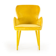 Load image into Gallery viewer, 33&quot; Yellow Fabric and Metal Dining Chair