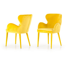 Load image into Gallery viewer, 33&quot; Yellow Fabric and Metal Dining Chair