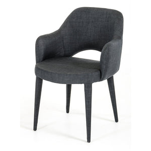 34" Dark Grey Fabric and Metal Dining Chair