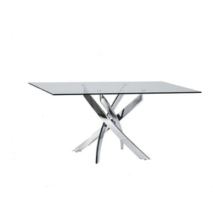 30" Glass and Steel Rectangular Dining Table