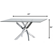 Load image into Gallery viewer, 30&quot; Glass and Steel Rectangular Dining Table