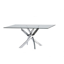 Load image into Gallery viewer, 30&quot; Glass and Steel Rectangular Dining Table