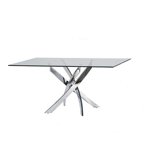 30" Glass and Steel Rectangular Dining Table