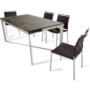 30" Wood Steel and Glass Dining Table