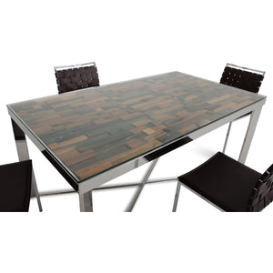 30" Wood Steel and Glass Dining Table