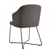 Load image into Gallery viewer, Set of 2 Modern Grey Fabric Black Coated Metal Dining Chairs