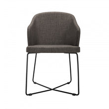 Load image into Gallery viewer, Set of 2 Modern Grey Fabric Black Coated Metal Dining Chairs
