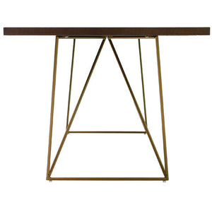 30" Tobacco Veneer MDF and Antique Brass Dining Table