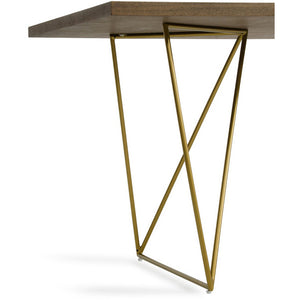 30" Tobacco Veneer MDF and Antique Brass Dining Table