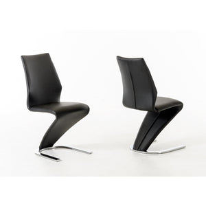 Two 37" Black Leatherette and Steel Dining Chairs