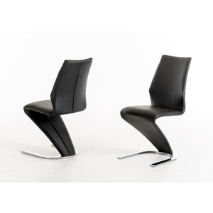 Two 37" Black Leatherette and Steel Dining Chairs