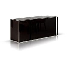 Load image into Gallery viewer, 31&quot; Ebony Lacquer MDF Glass and Steel Buffet