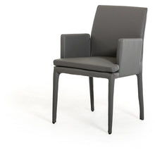 Load image into Gallery viewer, 34&quot; Grey Leatherette and Metal Dining Chair